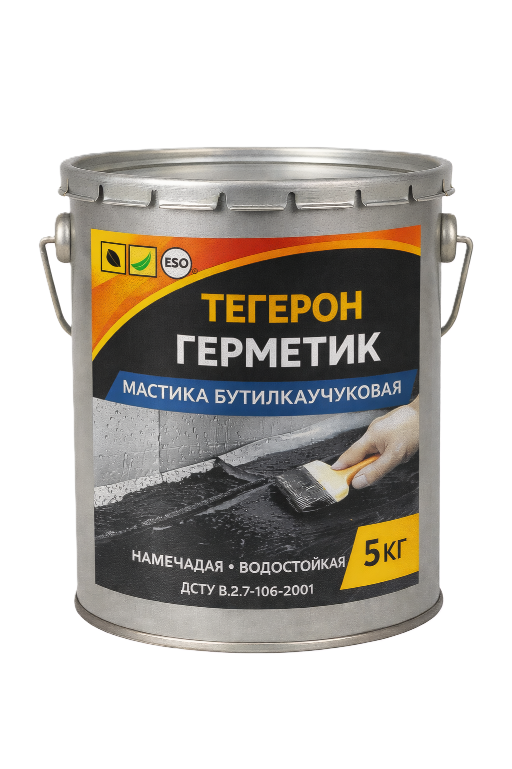 Тегерон Герметик ЭКОБИТ ведро 5,0 кг мастика бутилкаучуковая ДСТУ Б В.2.7-108-2001  ( ГОСТ 30693-2000)